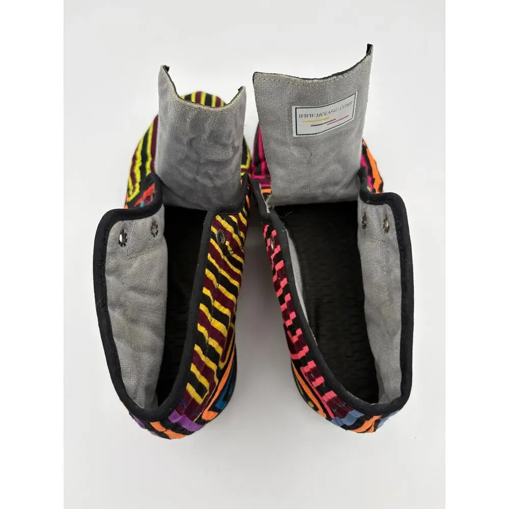 Mola Skywalker Ankle Boots Molas4u Striped Artisan Made Unique Wearable Art
